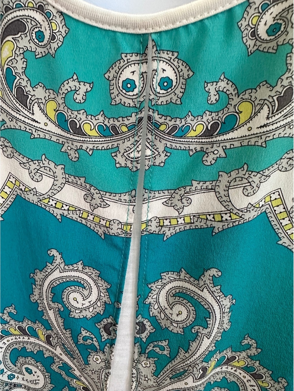 Anthropologie Leifnotes Parted Paisley Tank Top Silk Blend Turquoise Blue XS - Picture 4 of 7